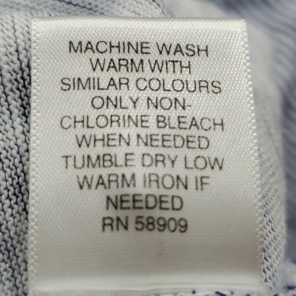 Crosby & Howard long sleeve men's blue and white striped button henley size Lg - Picture 8 of 8